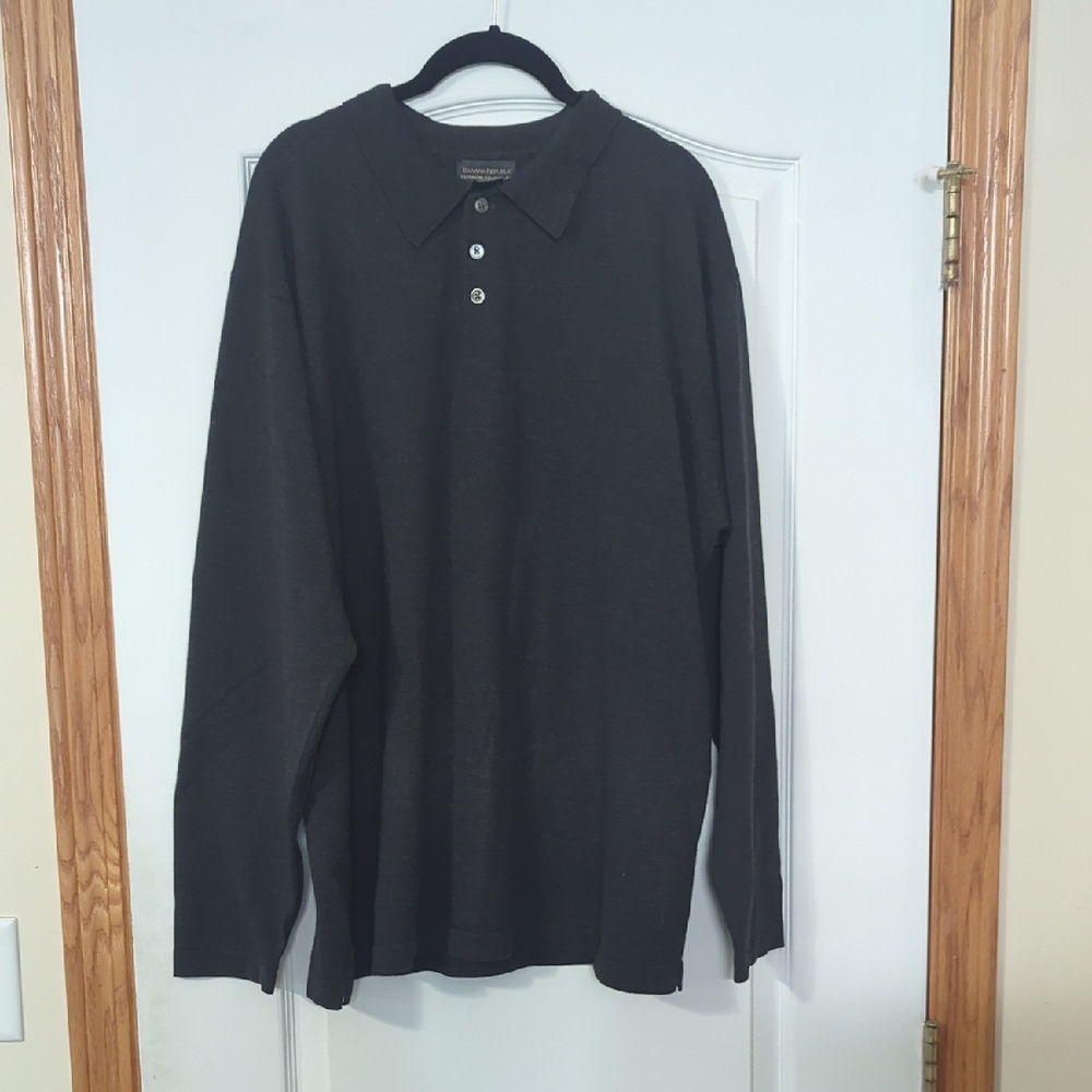 Banana Republic Mens Black Long Sleeve Polo Shirt Tote1